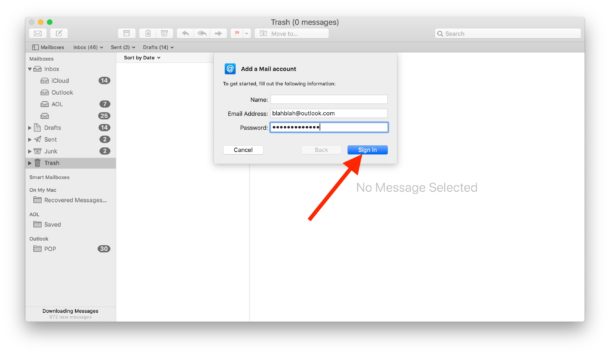 delete an email that is too large in outlook for mac